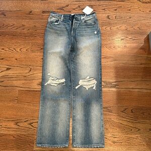 NWT Pistola CASSIE Super High Rise Straight, Light Wash, Distressed, size 28